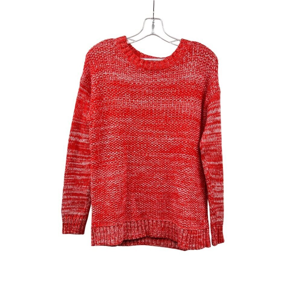 Gap Womens Knit Pullover Sweater Long Sleeve Orange/White Size Medium